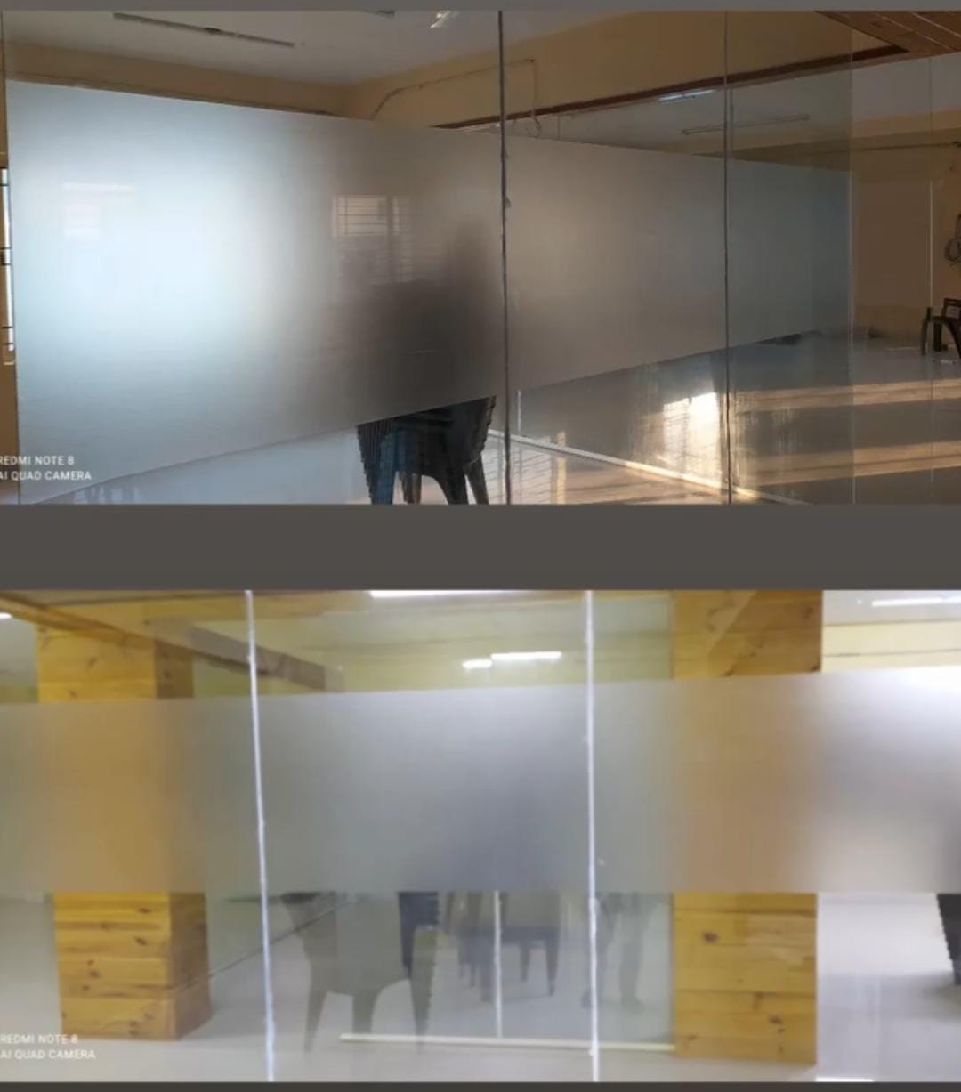 Frosted glass sticker work by SHWETHA ARTS